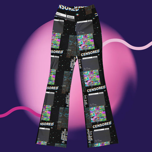 Y2K Censored Glitch Flare leggings