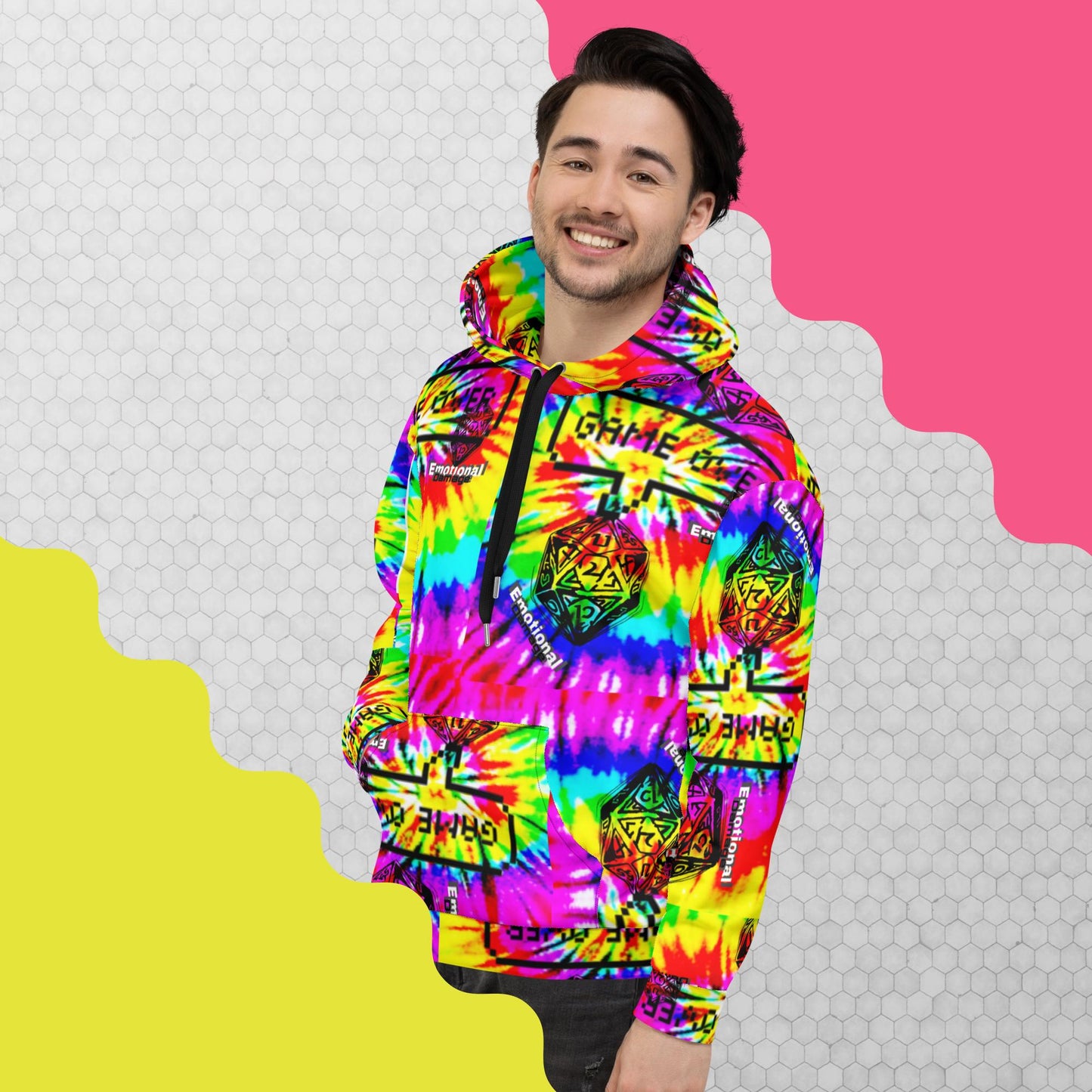 NOOB X PSYCHEDELUXE TIE DIE {emotional damage}Unisex Hoodie