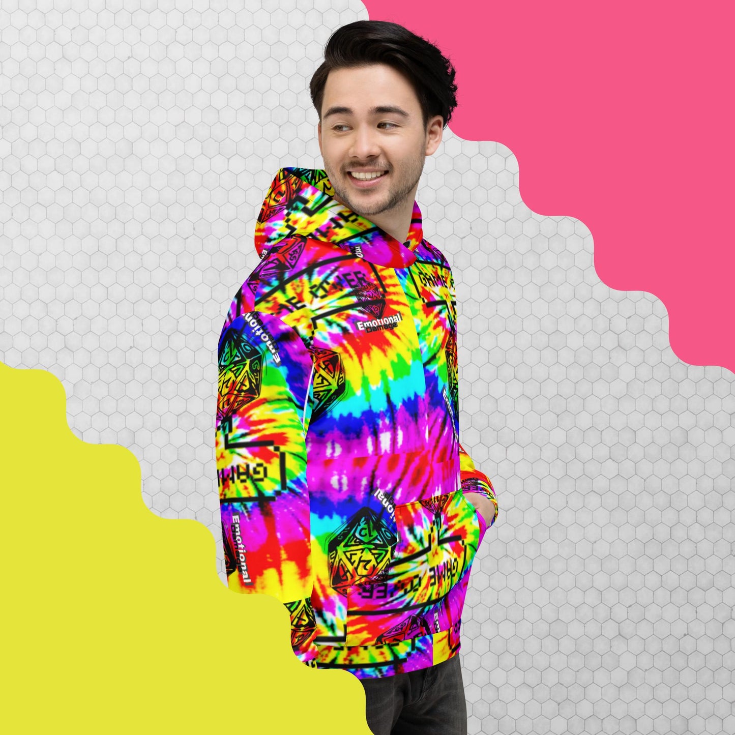 NOOB X PSYCHEDELUXE TIE DIE {emotional damage}Unisex Hoodie