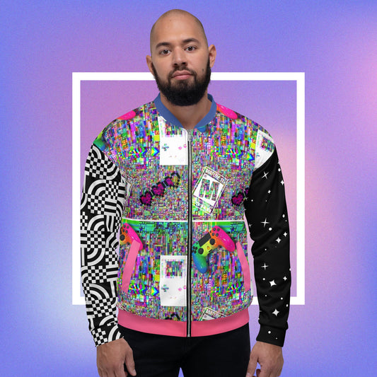 NOOB X PSYCHEDELUXE RETRO GLITCH Unisex Bomber Jacket